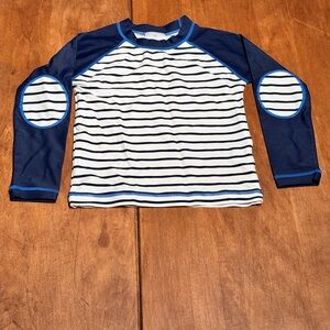 Hanna Andersson Navy and White Striped Rashguard - 110